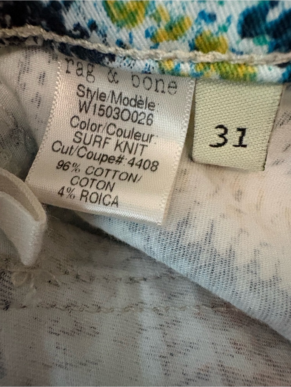 rag & bone/JEAN surf knit print Geometric Multicolor Stretch legging jeans 31 - Picture 7 of 8